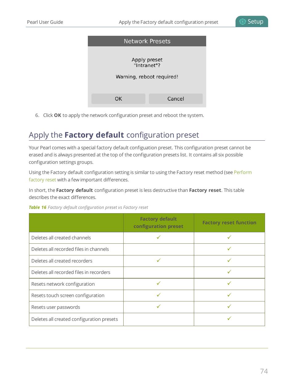 Apply the factory default configuration preset | Epiphan Pearl User Manual | Page 87 / 342