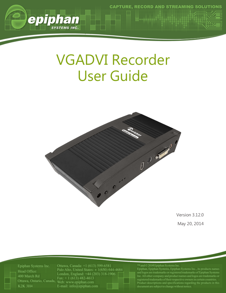 Epiphan VGADVI Recorder User Manual | 209 pages