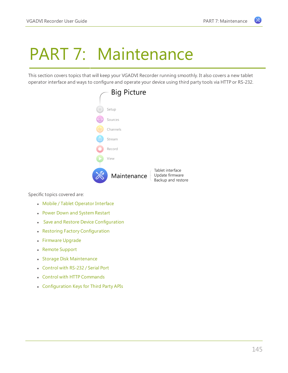 Part 7: maintenance, Maintenance | Epiphan VGADVI Recorder User Manual | Page 154 / 209