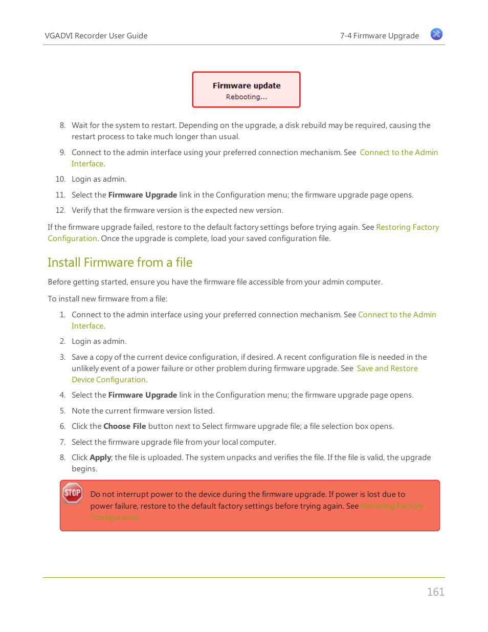 Install firmware from a file | Epiphan VGADVI Recorder User Manual | Page 170 / 209