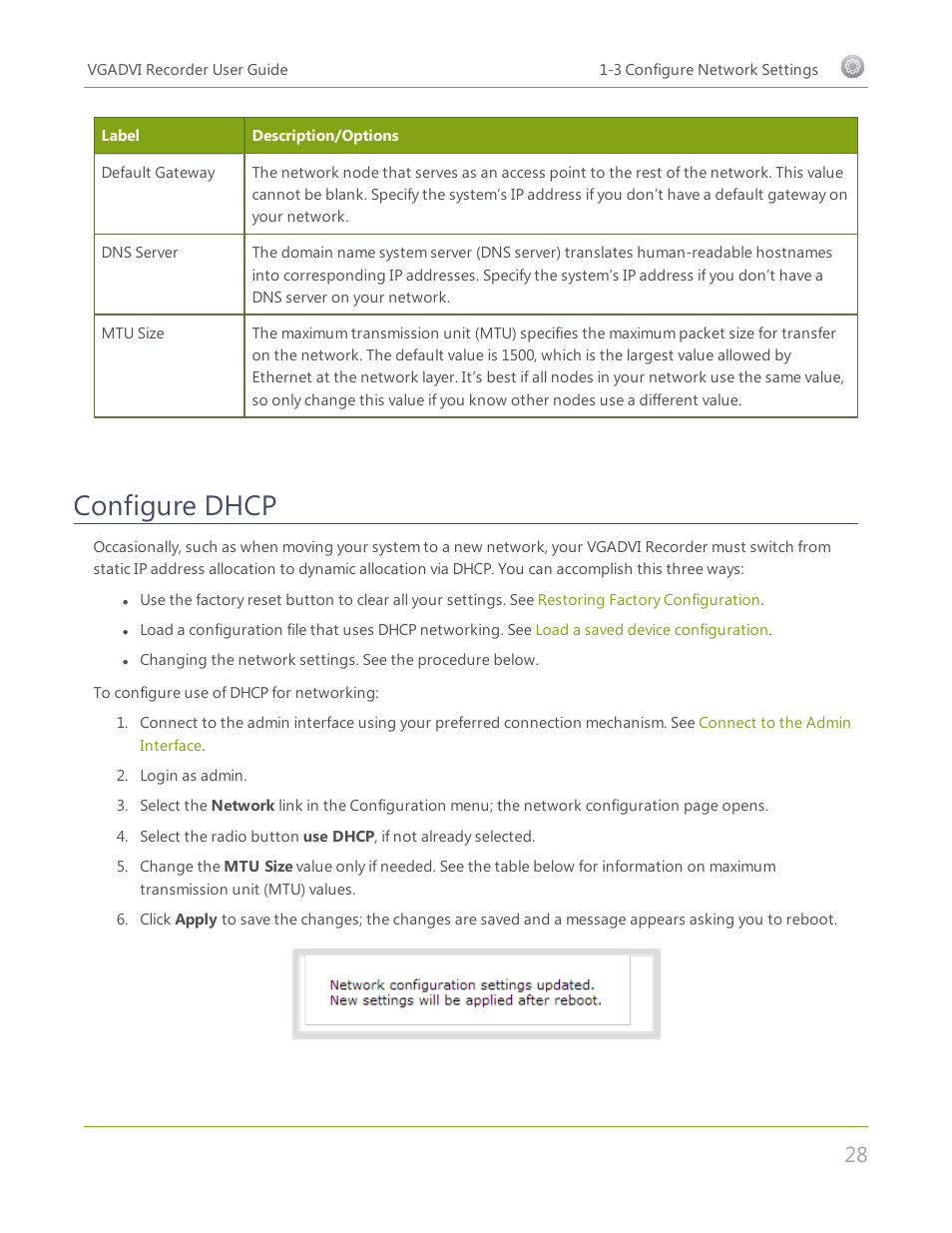 Configure dhcp | Epiphan VGADVI Recorder User Manual | Page 37 / 209