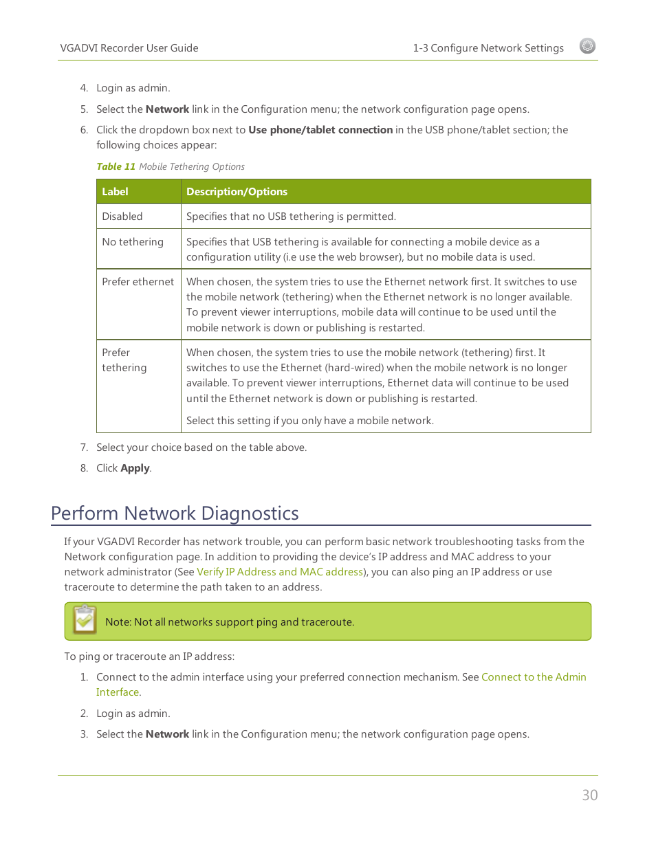 Perform network diagnostics | Epiphan VGADVI Recorder User Manual | Page 39 / 209