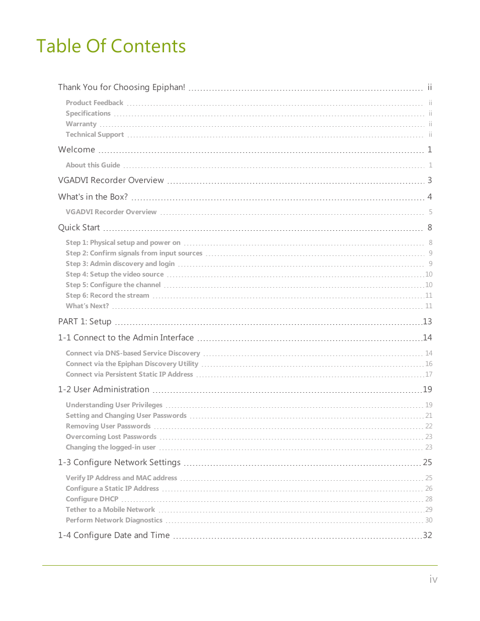 Epiphan VGADVI Recorder User Manual | Page 5 / 209