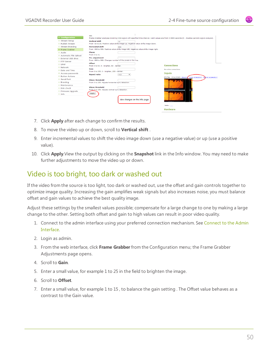 Video is too bright, too dark or washed out | Epiphan VGADVI Recorder User Manual | Page 59 / 209