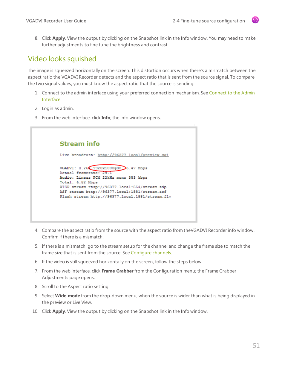 Video looks squished | Epiphan VGADVI Recorder User Manual | Page 60 / 209