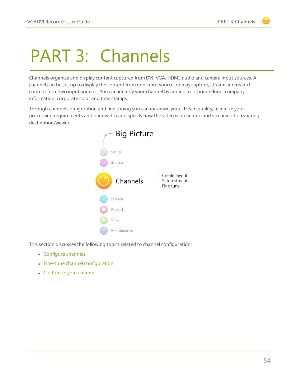 Part 3: channels, Channels | Epiphan VGADVI Recorder User Manual | Page 63 / 209