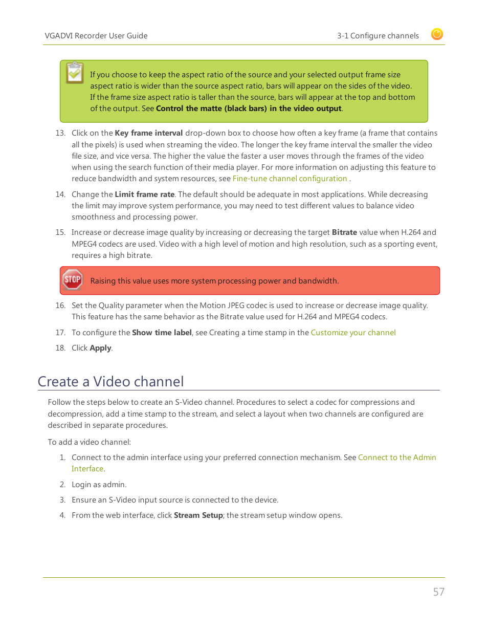 Create a video channel | Epiphan VGADVI Recorder User Manual | Page 66 / 209