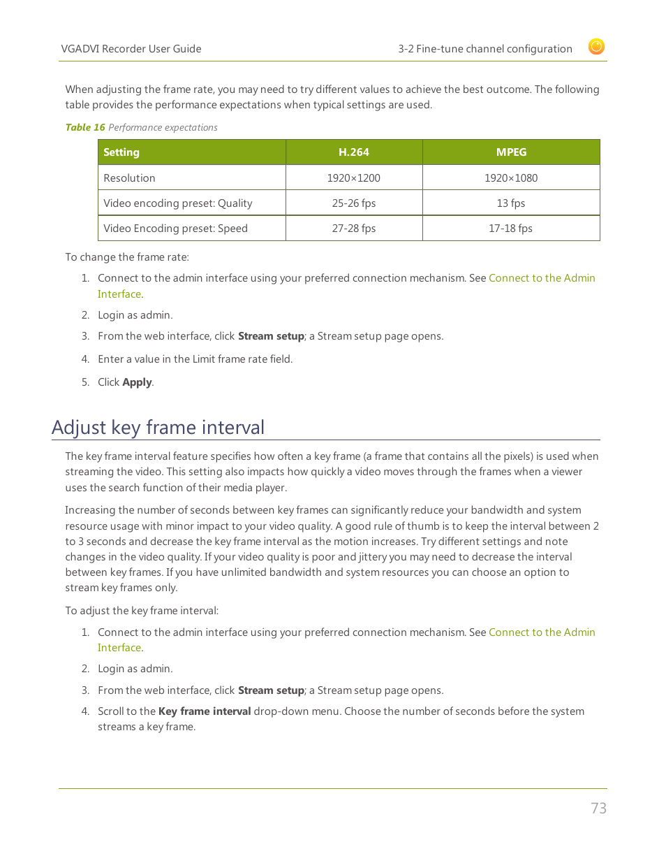 Adjust key frame interval | Epiphan VGADVI Recorder User Manual | Page 82 / 209