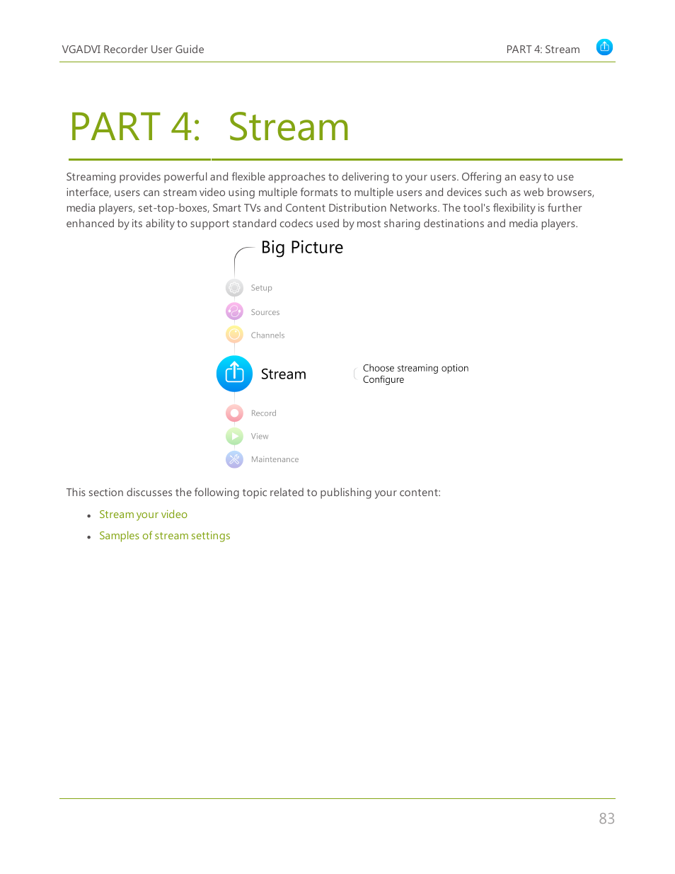 Part 4: stream, Stream | Epiphan VGADVI Recorder User Manual | Page 92 / 209