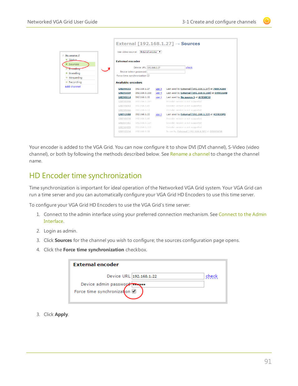 Hd encoder time synchronization | Epiphan Networked VGA Grid User Manual | Page 103 / 306