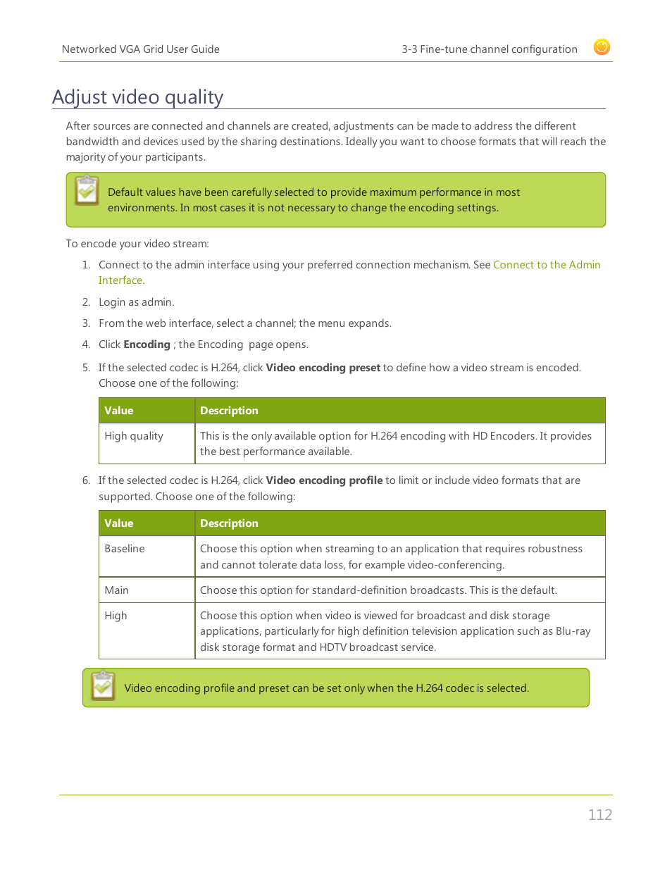 Adjust video quality | Epiphan Networked VGA Grid User Manual | Page 124 / 306