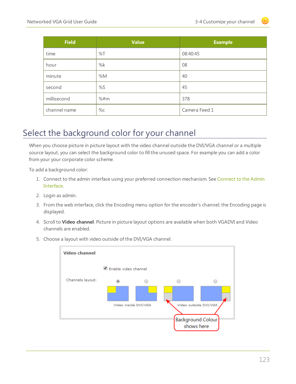 Select the background color for your channel, Select the background color, For your channel | Epiphan Networked VGA Grid User Manual | Page 135 / 306