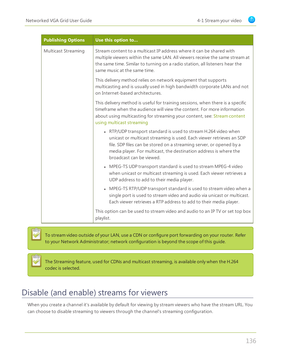 Disable (and enable) streams for viewers, Disable (and enable) streams for, Viewers | Epiphan Networked VGA Grid User Manual | Page 148 / 306