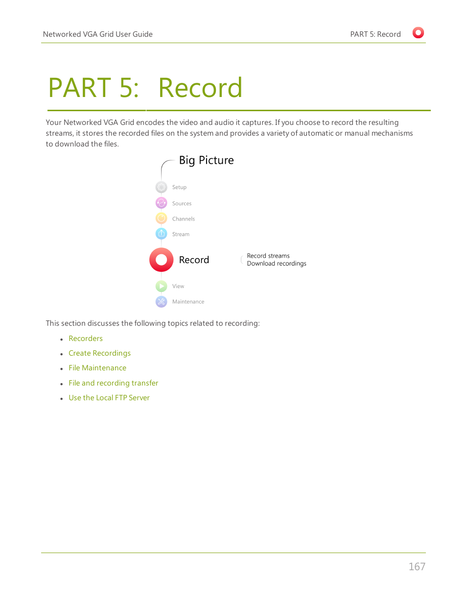 Part 5: record, Record | Epiphan Networked VGA Grid User Manual | Page 179 / 306