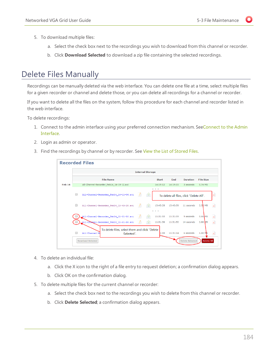 Delete files manually | Epiphan Networked VGA Grid User Manual | Page 196 / 306