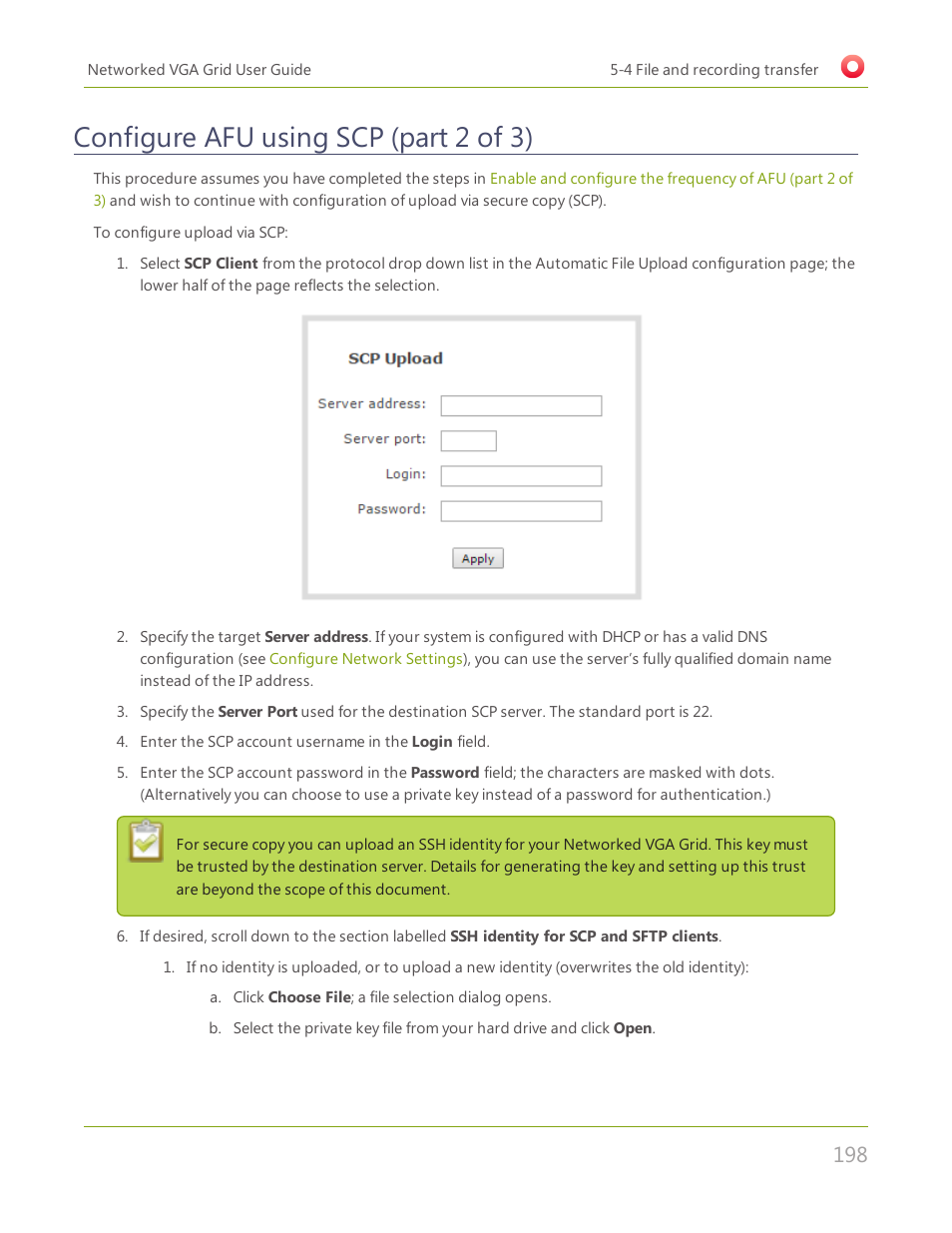 Configure afu using scp (part 2 of 3) | Epiphan Networked VGA Grid User Manual | Page 210 / 306