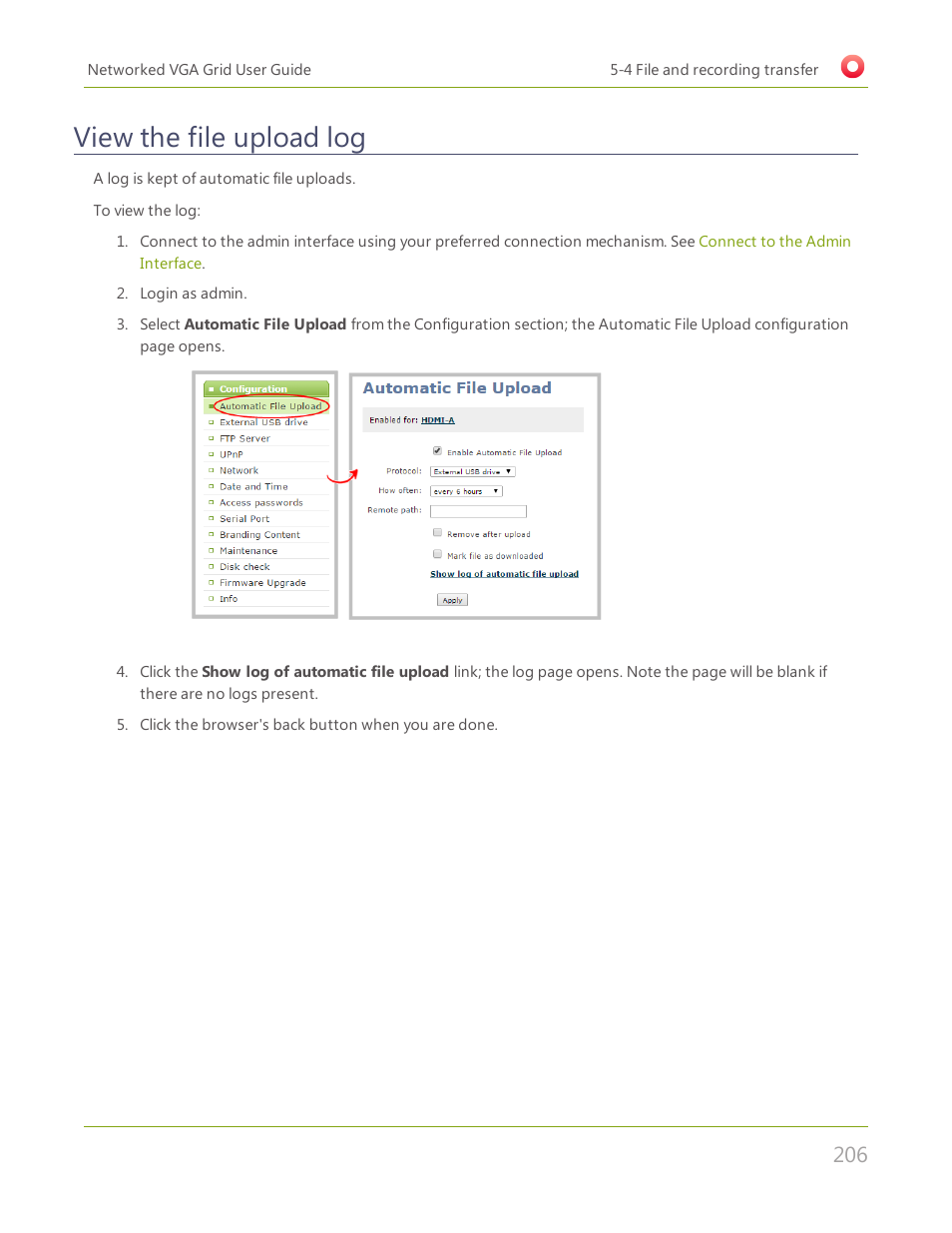 View the file upload log | Epiphan Networked VGA Grid User Manual | Page 218 / 306