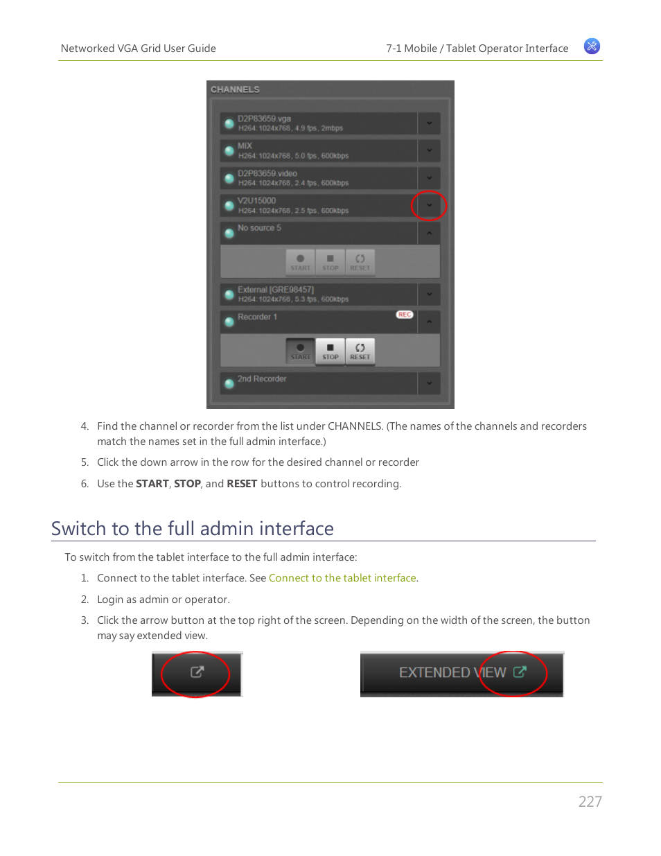 Switch to the full admin interface | Epiphan Networked VGA Grid User Manual | Page 239 / 306