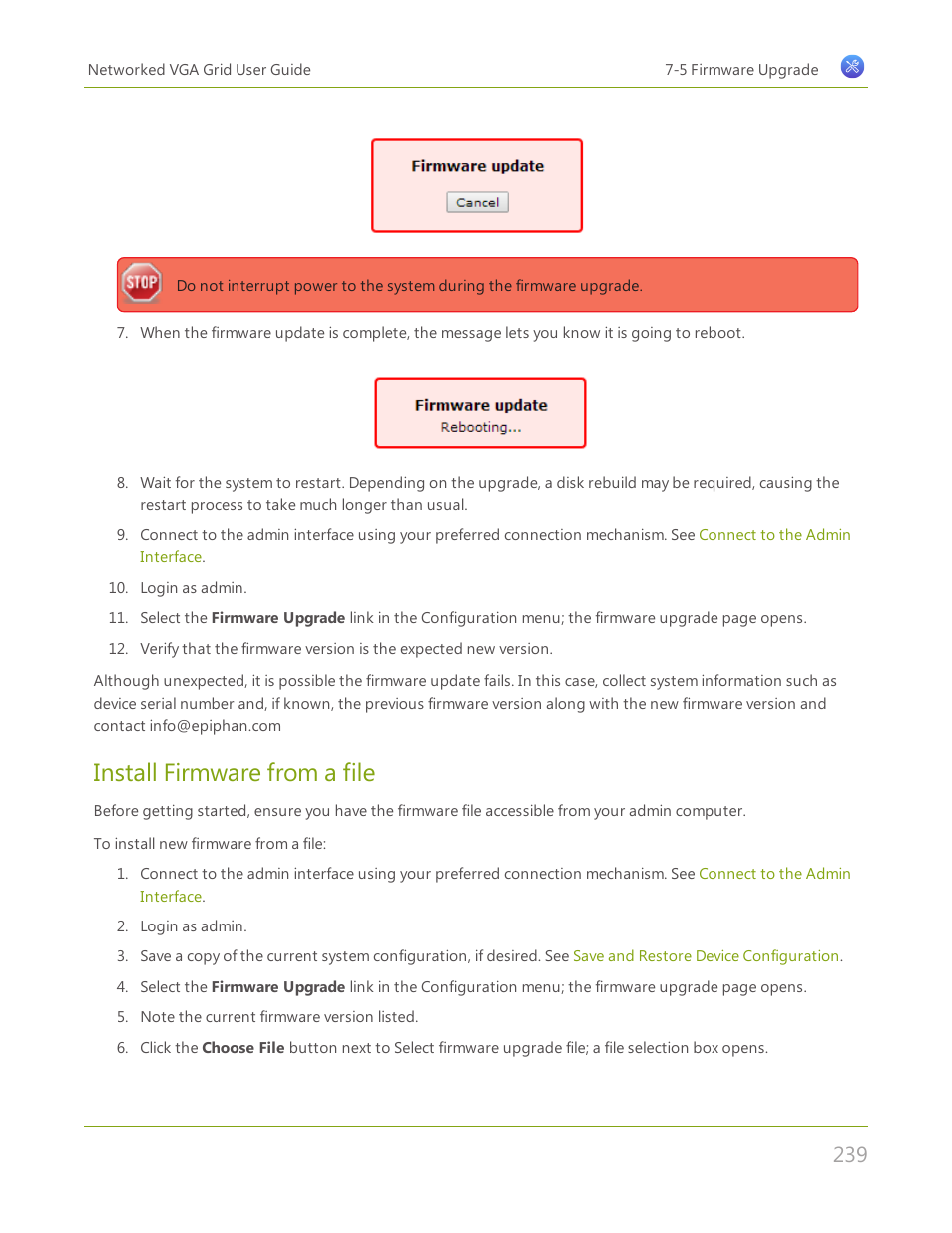 Install firmware from a file | Epiphan Networked VGA Grid User Manual | Page 251 / 306