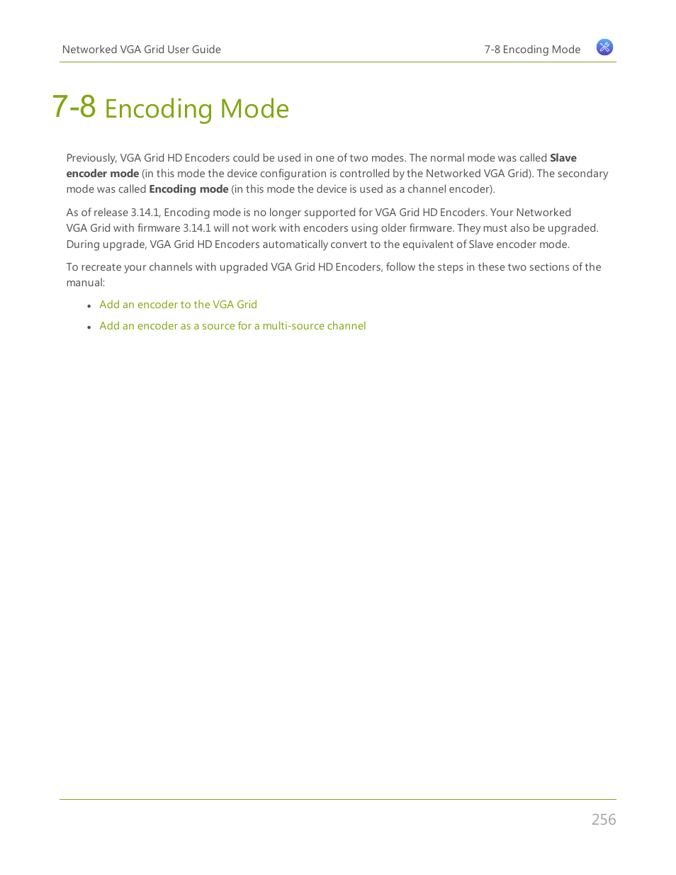 8 encoding mode, Encoding mode | Epiphan Networked VGA Grid User Manual | Page 268 / 306