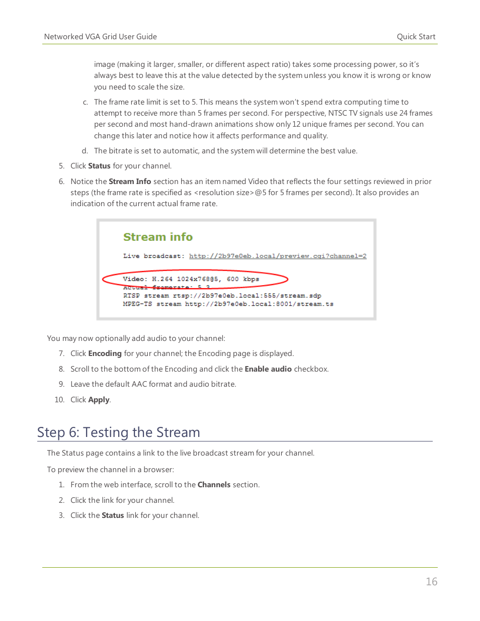 Step 6: testing the stream | Epiphan Networked VGA Grid User Manual | Page 28 / 306