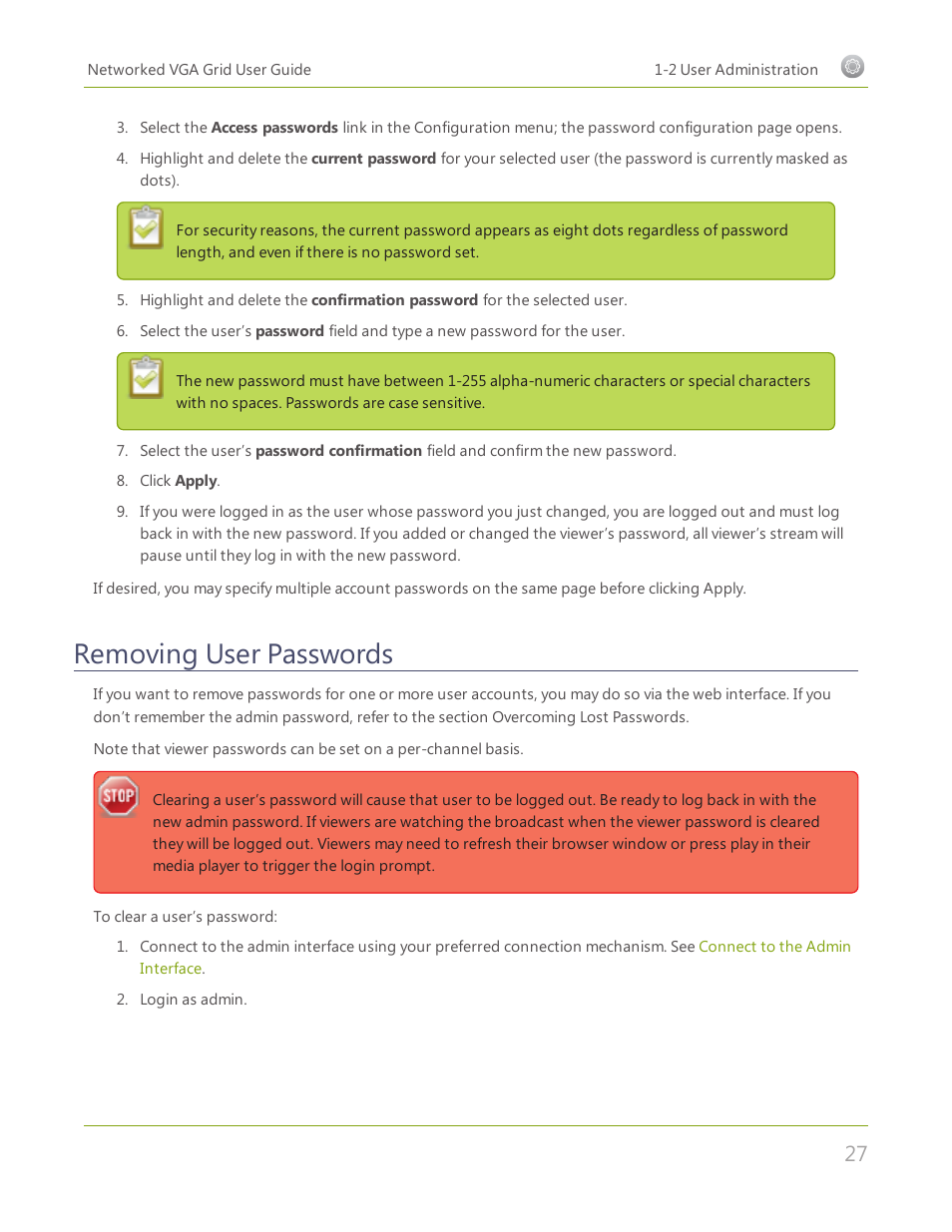 Removing user passwords | Epiphan Networked VGA Grid User Manual | Page 39 / 306