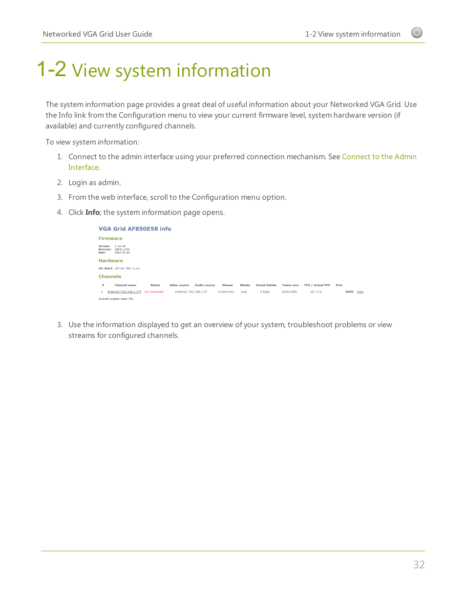 2 view system information, View system information | Epiphan Networked VGA Grid User Manual | Page 44 / 306
