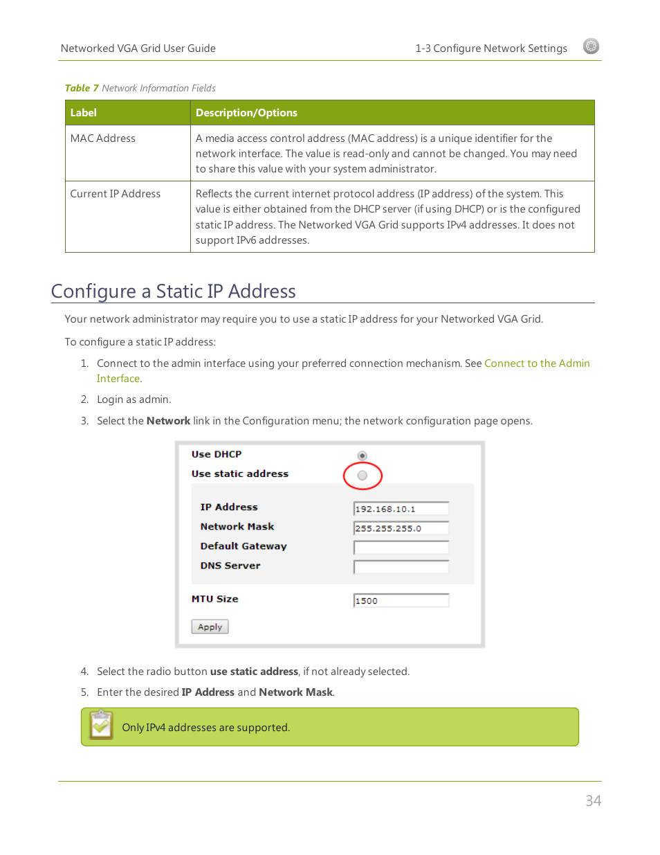 Configure a static ip address | Epiphan Networked VGA Grid User Manual | Page 46 / 306