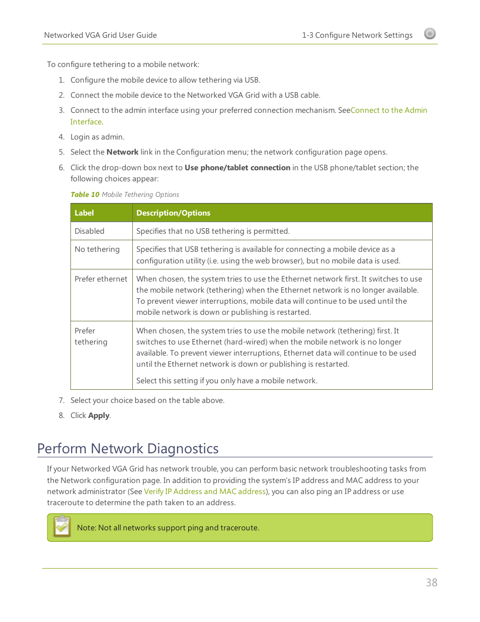 Perform network diagnostics | Epiphan Networked VGA Grid User Manual | Page 50 / 306
