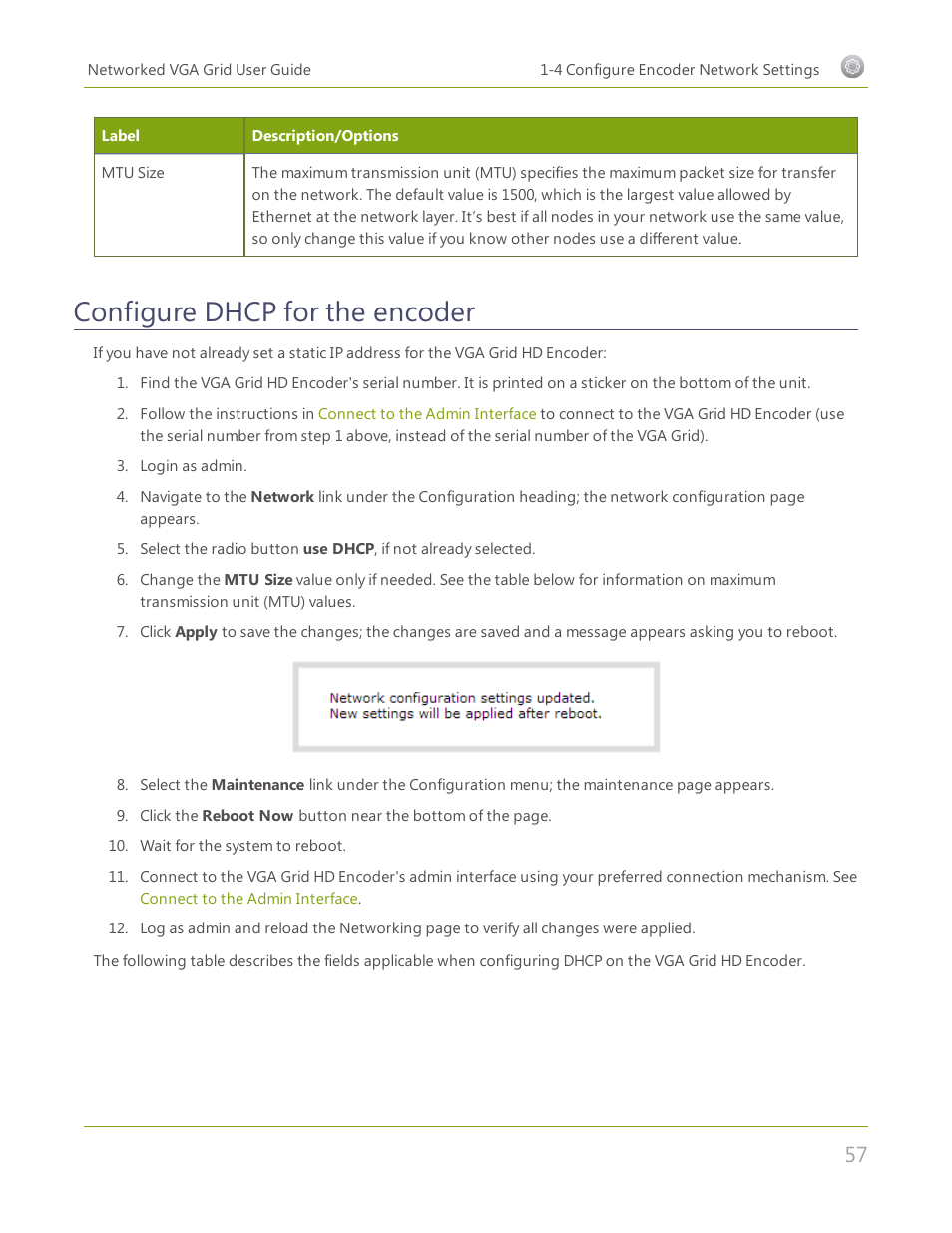 Configure dhcp for the encoder | Epiphan Networked VGA Grid User Manual | Page 69 / 306