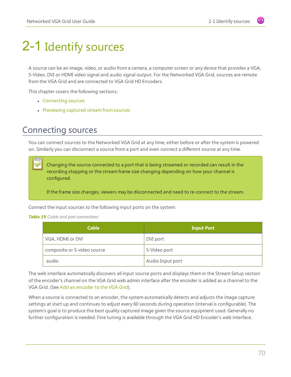 1 identify sources, Connecting sources, Identify sources | Epiphan Networked VGA Grid User Manual | Page 82 / 306