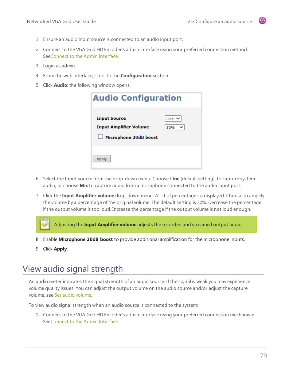 View audio signal strength | Epiphan Networked VGA Grid User Manual | Page 91 / 306