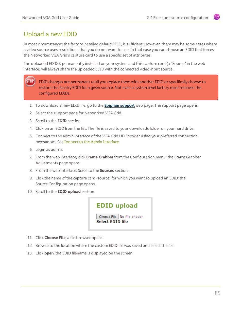 Upload a new edid | Epiphan Networked VGA Grid User Manual | Page 97 / 306