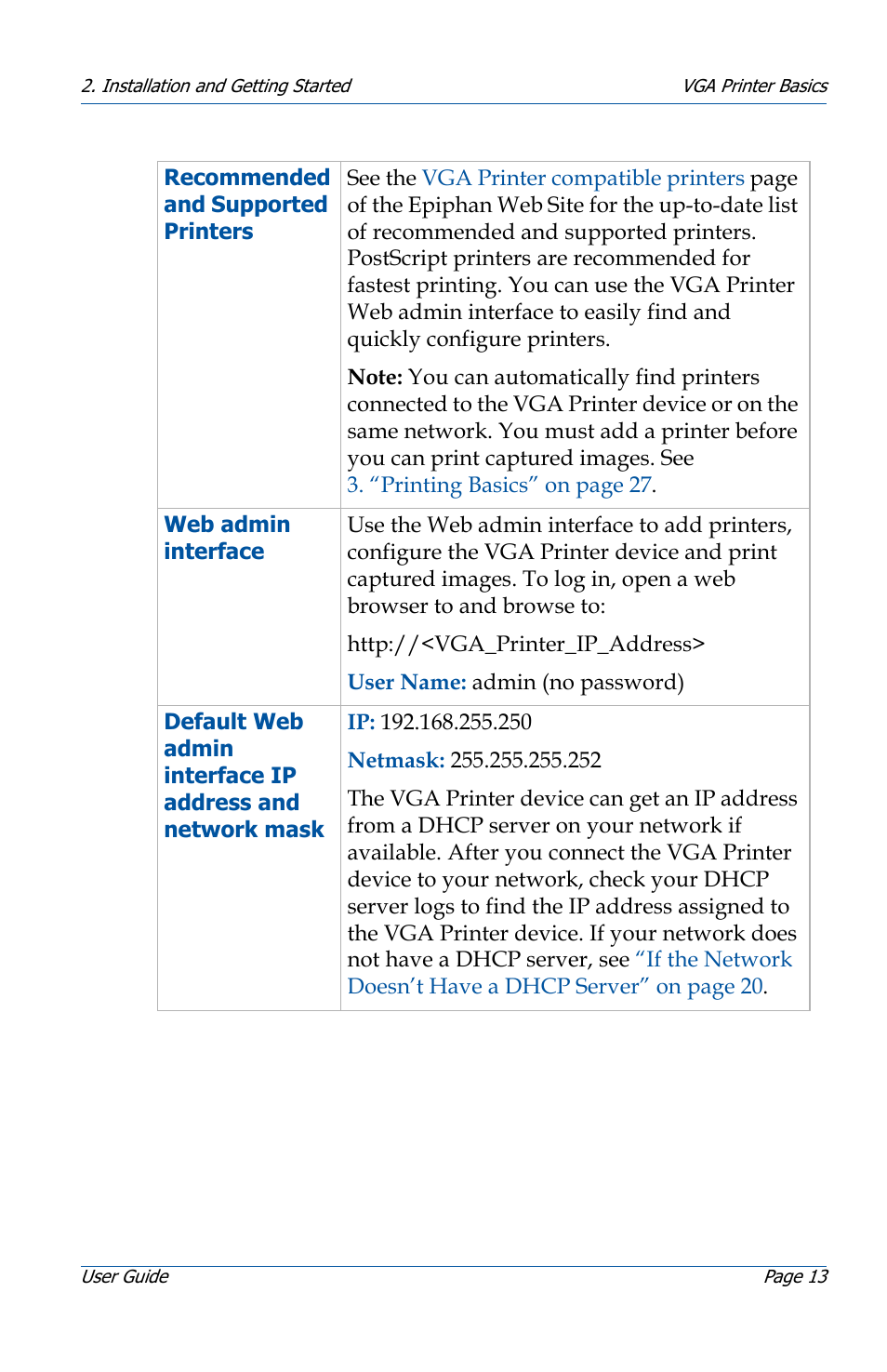 Epiphan VGA Printer User Manual | Page 13 / 86
