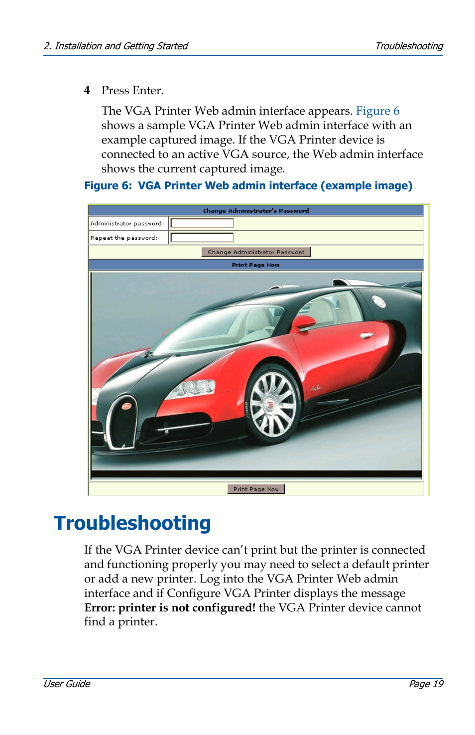Troubleshooting, Troubleshooting 19 | Epiphan VGA Printer User Manual | Page 19 / 86