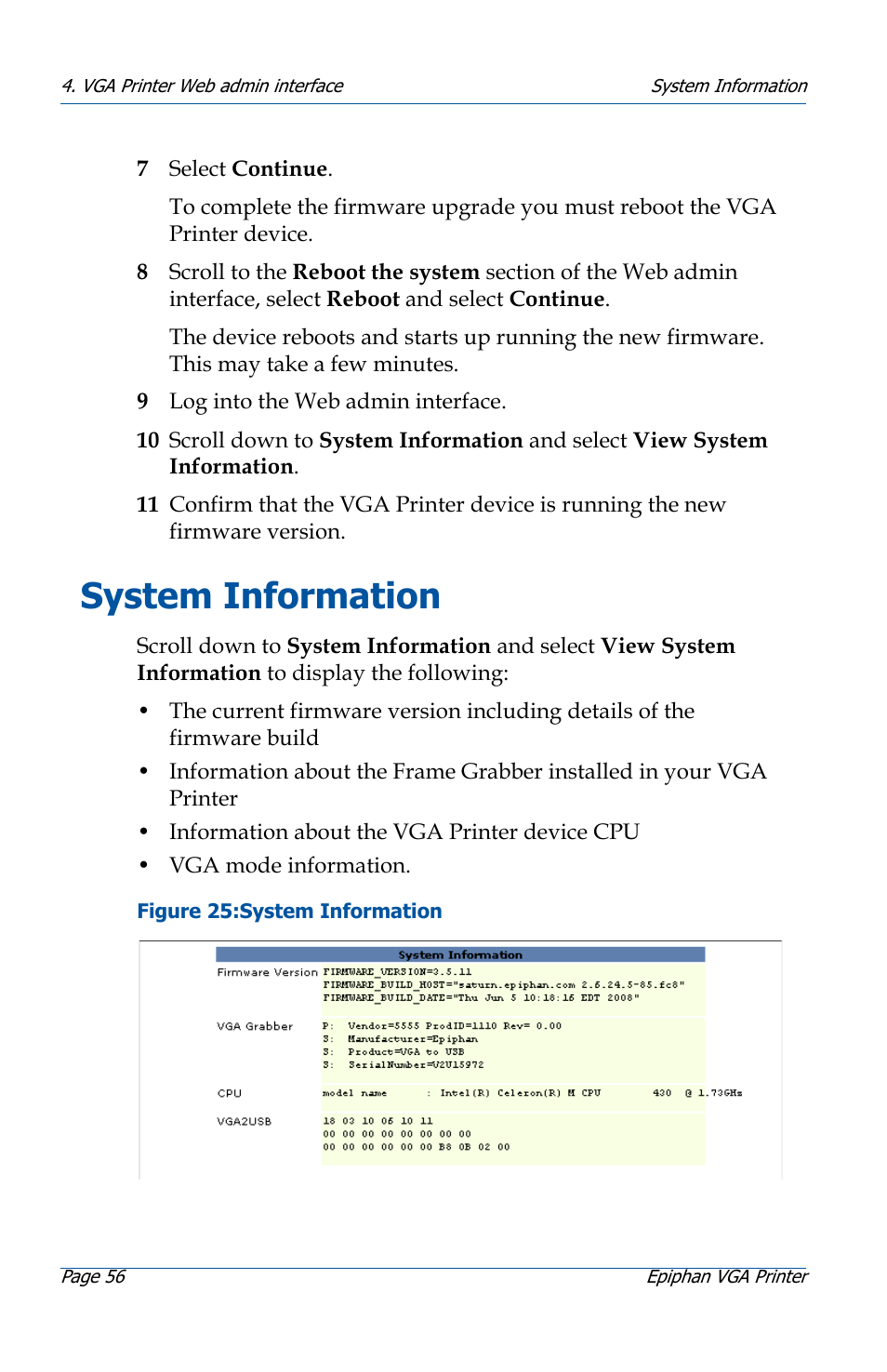 System information, System information 56 | Epiphan VGA Printer User Manual | Page 56 / 86