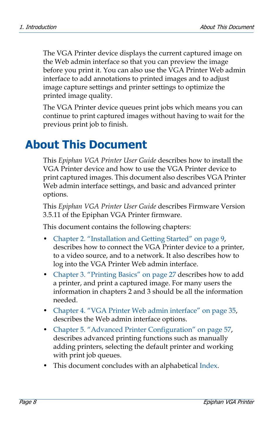 About this document, About this document 8 | Epiphan VGA Printer User Manual | Page 8 / 86