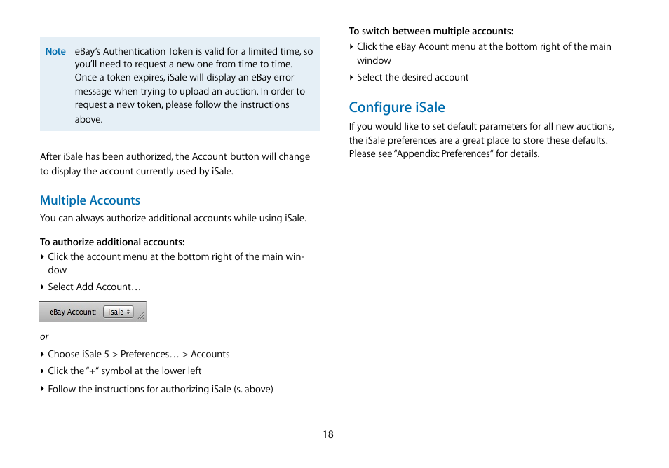 Configure isale | equinux iSale 5.9.7 User Manual | Page 18 / 92