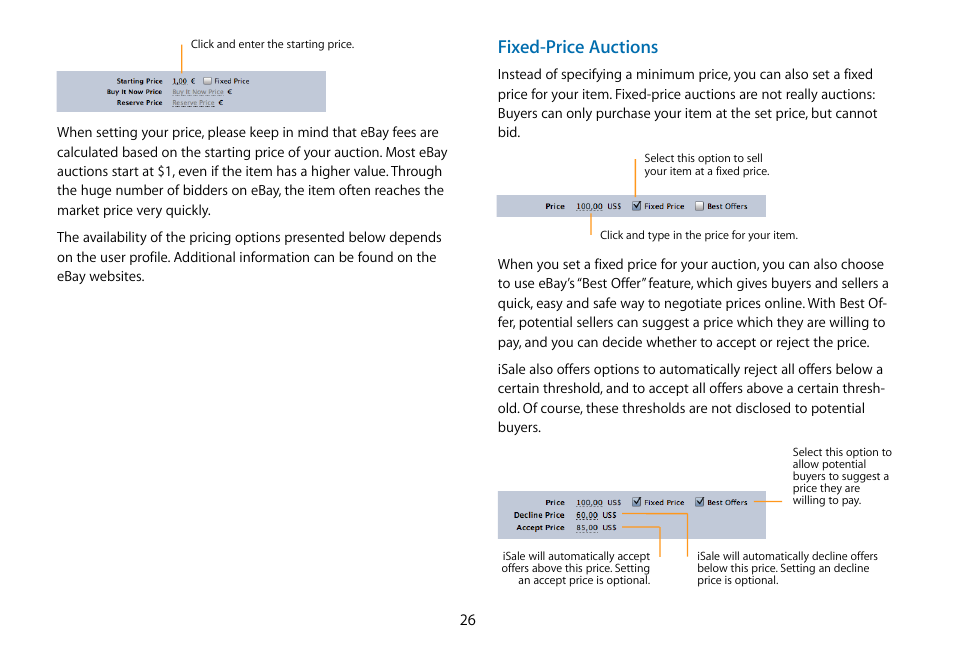 Fixed-price auctions | equinux iSale 5.9.7 User Manual | Page 26 / 92