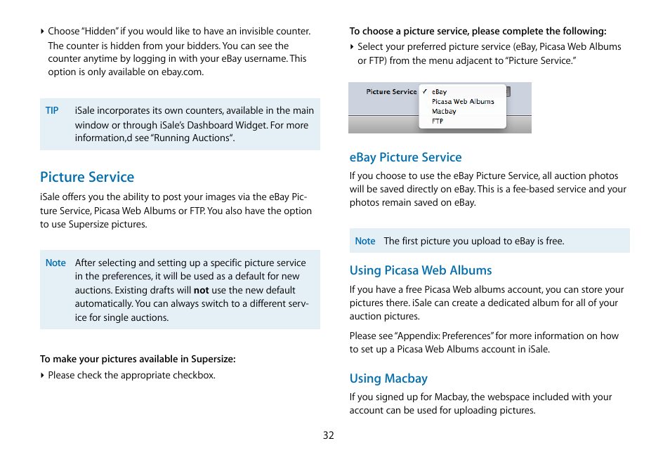 Picture service | equinux iSale 5.9.7 User Manual | Page 32 / 92