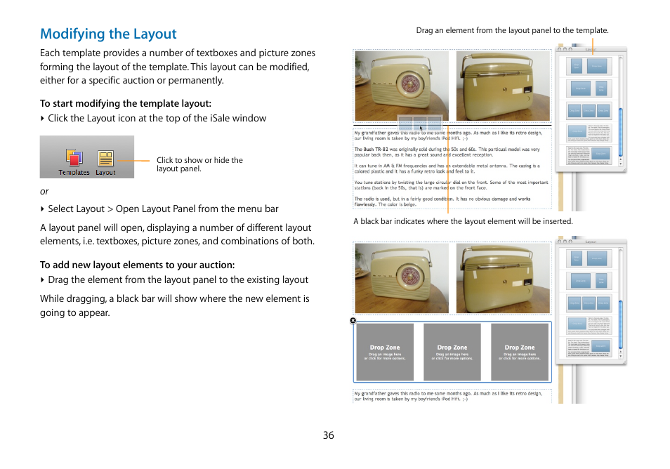 Modifying the layout | equinux iSale 5.9.7 User Manual | Page 36 / 92