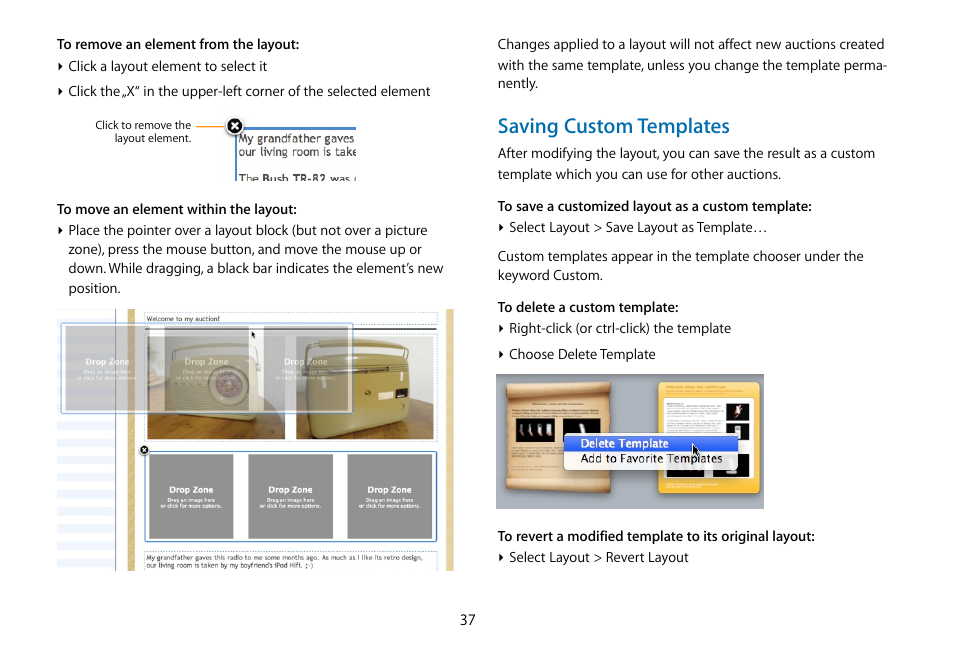 Saving custom templates | equinux iSale 5.9.7 User Manual | Page 37 / 92