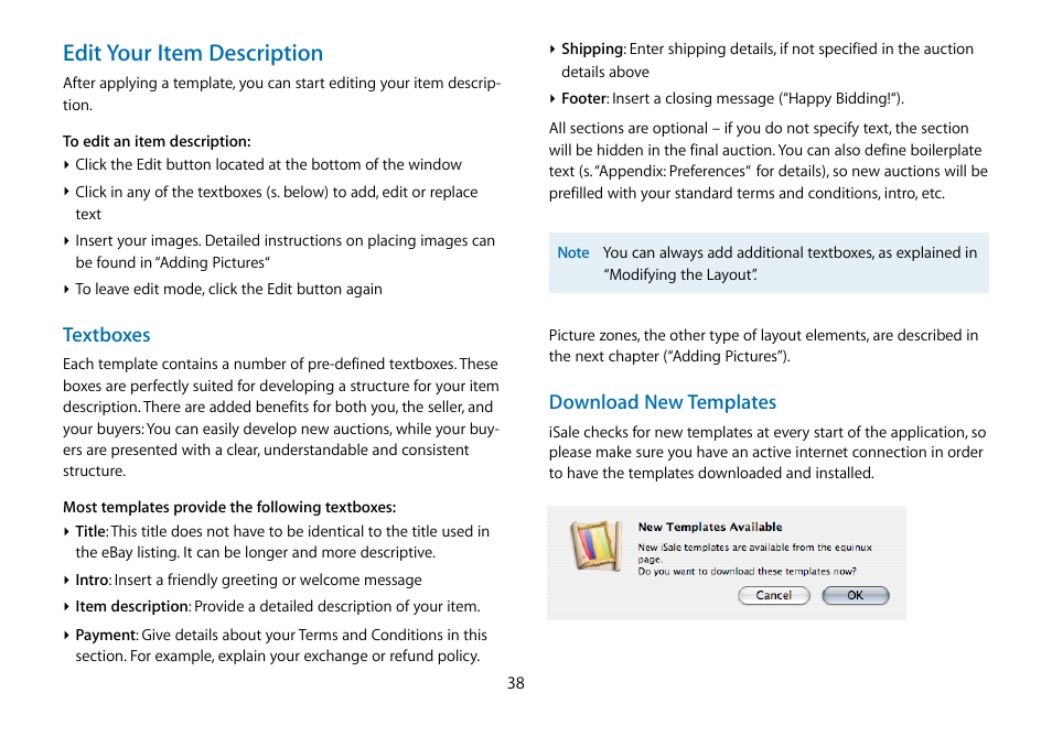 Edit your item description | equinux iSale 5.9.7 User Manual | Page 38 / 92