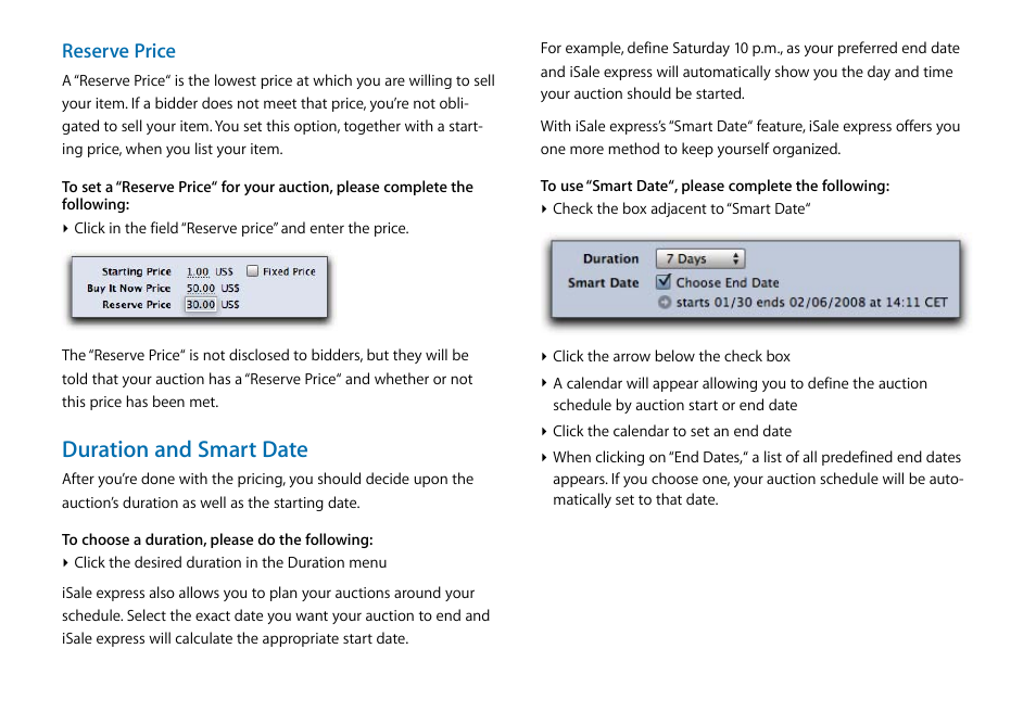 Duration and smart date | equinux iSale express 1.2.9 User Manual | Page 17 / 43