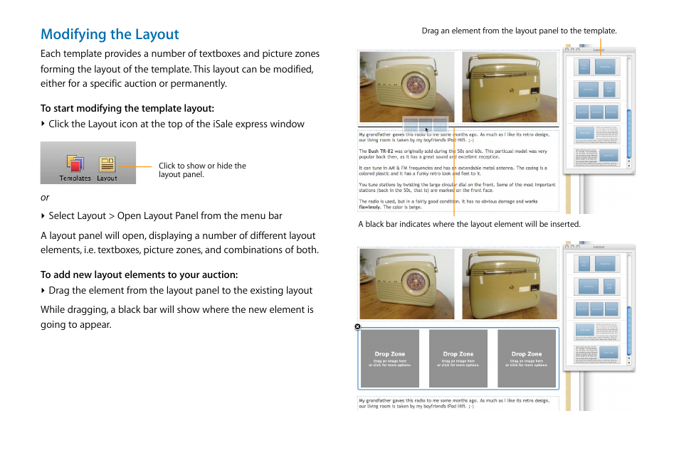 Modifying the layout | equinux iSale express 1.2.9 User Manual | Page 24 / 43