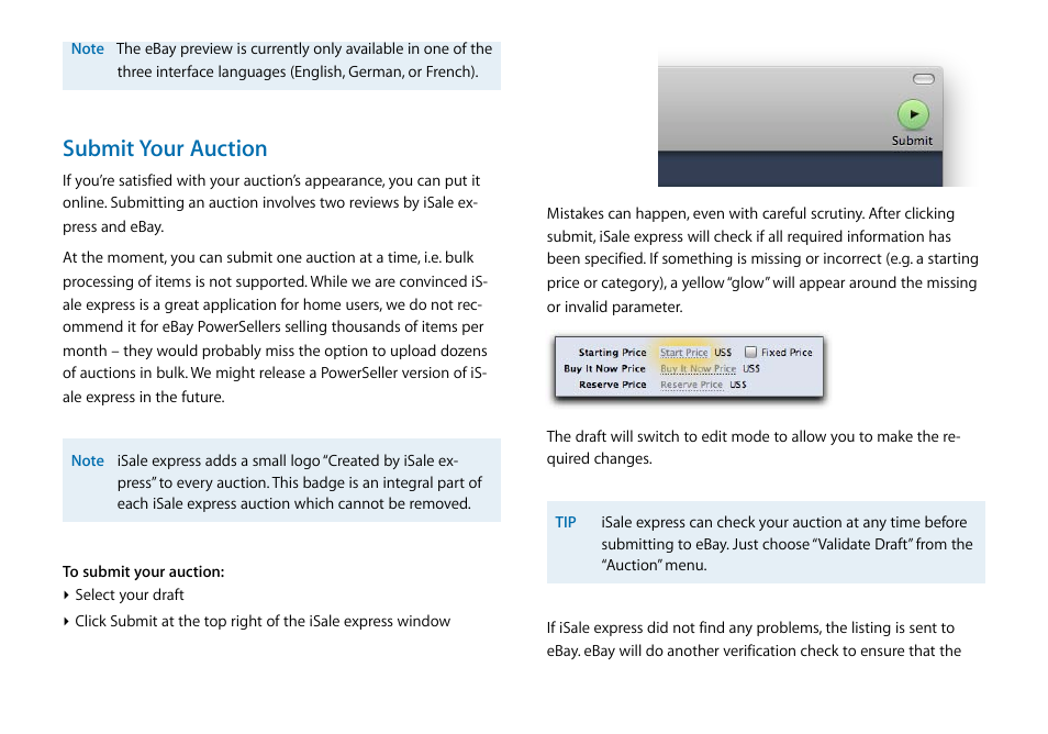 Submit your auction | equinux iSale express 1.2.9 User Manual | Page 31 / 43