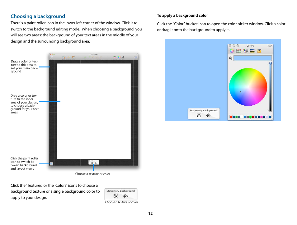 Choosing a background | equinux Mail Designer 1.3.4 User Manual | Page 12 / 40