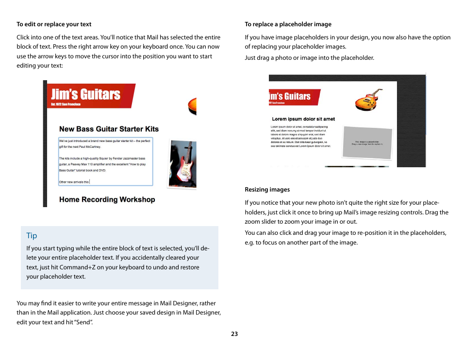 Resizing images | equinux Mail Designer 1.3.4 User Manual | Page 23 / 40