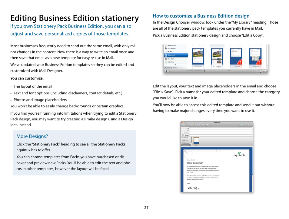 Editing business edition stationery | equinux Mail Designer 1.3.4 User Manual | Page 27 / 40