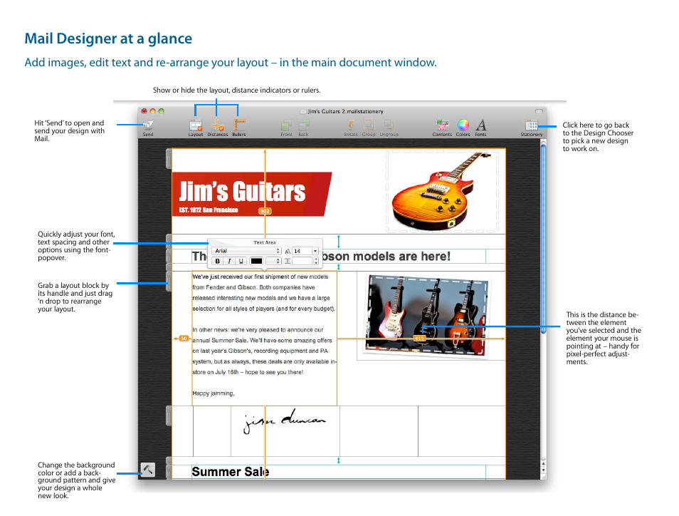 Mail designer at a glance | equinux Mail Designer 1.3.4 User Manual | Page 6 / 40